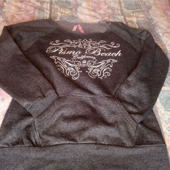 Luckee Lady L Gray Lngslvs PismoBeach California Pocket FleeceWomen's Sweatshirt - Picture 2 of 9